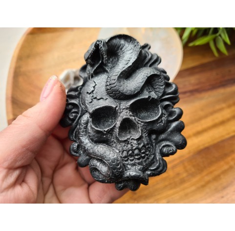 Silicone mold, Skull, style 2, with a snake, ~ 7.3*8.8 cm, H:1.5 cm