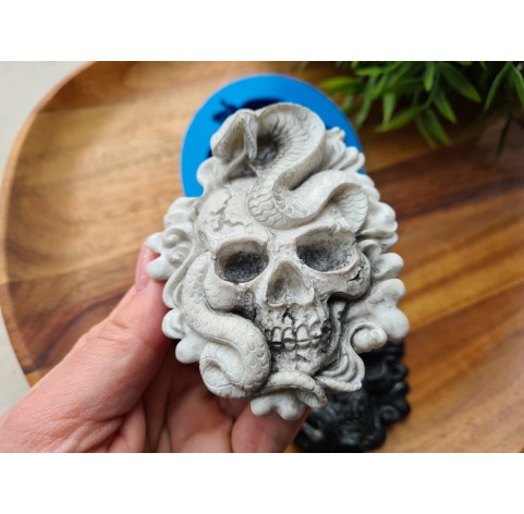 Silicone mold, Skull, style 2, with a snake, ~ 7.3*8.8 cm, H:1.5 cm