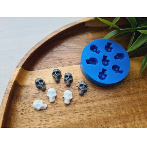 Silicone mold, Skull, style 6, small, 7 elements, ~ 0.7*1.1 cm, H:0.5 cm