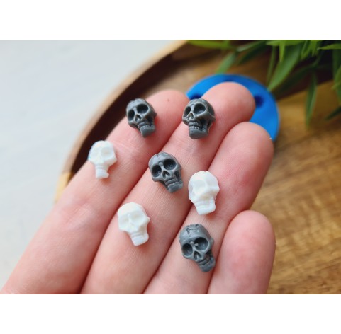 Silicone mold, Skull, style 6, small, 7 elements, ~ 0.7*1.1 cm, H:0.5 cm