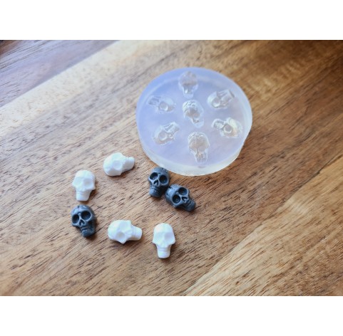 Silicone mold, Skull, style 6, small, 7 elements, ~ 0.7*1.1 cm, H:0.5 cm