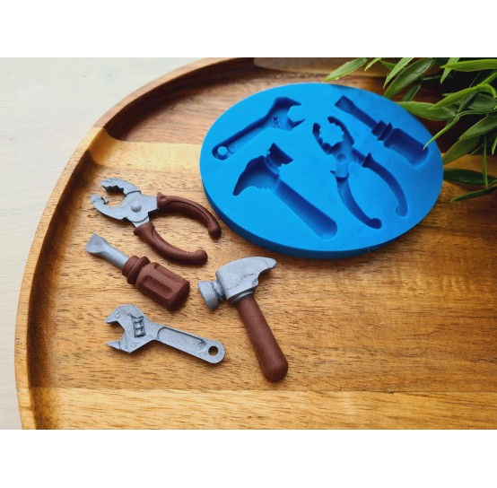 Silicone mold, Tools, style 3, 4 elements, ~ 1.2-5.1 cm, H:0.5-0.8 cm