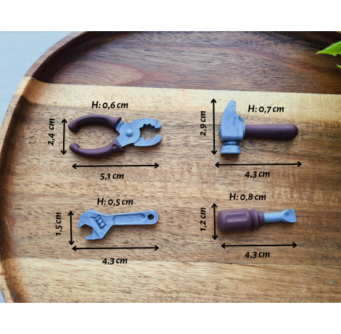 Silicone mold, Tools, style 3, 4 elements, ~ 1.2-5.1 cm, H:0.5-0.8 cm