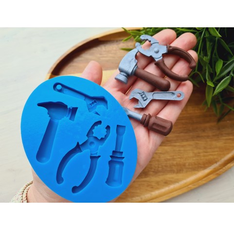 Silicone mold, Tools, style 3, 4 elements, ~ 1.2-5.1 cm, H:0.5-0.8 cm