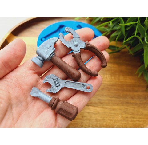 Silicone mold, Tools, style 3, 4 elements, ~ 1.2-5.1 cm, H:0.5-0.8 cm