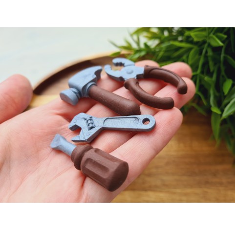 Silicone mold, Tools, style 3, 4 elements, ~ 1.2-5.1 cm, H:0.5-0.8 cm