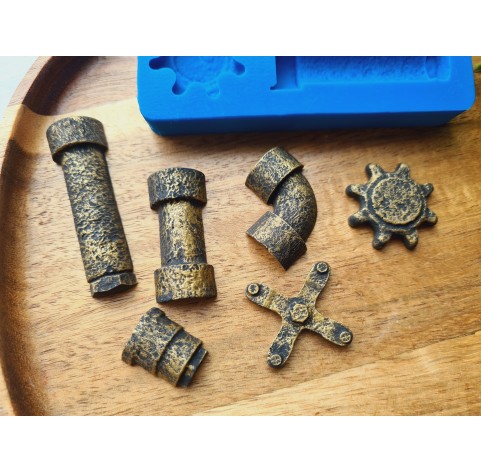 Silicone mold, Pipe, 6 elements, ~ 1.6*5.3 cm, H:0.5-0.8 cm