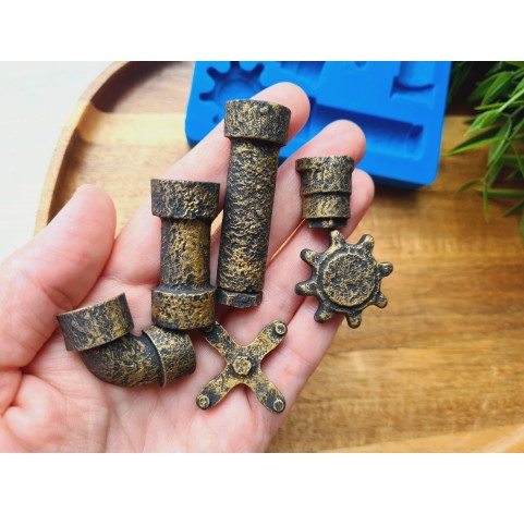 Silicone mold, Pipe, 6 elements, ~ 1.6*5.3 cm, H:0.5-0.8 cm