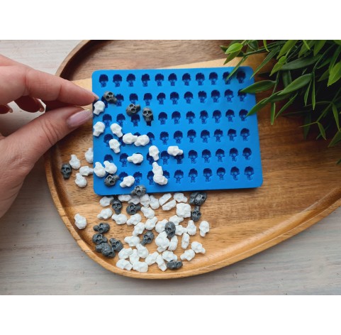 Silicone mold, Skull, style 6, small, 66 elements, ~ 0.7*1.1 cm, H:0.5 cm