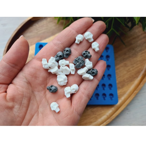 Silicone mold, Skull, style 6, small, 66 elements, ~ 0.7*1.1 cm, H:0.5 cm