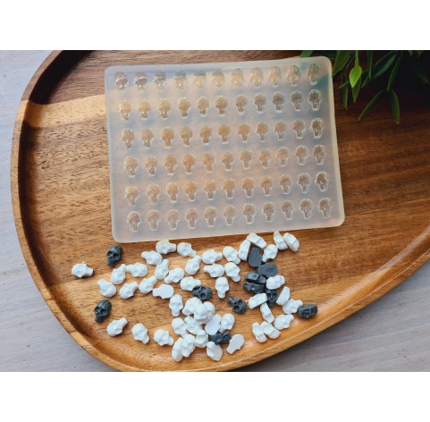 Silicone mold, Skull, style 6, small, 66 elements, ~ 0.7*1.1 cm, H:0.5 cm