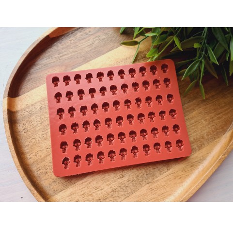 Silicone mold, Skull, style 6, small, 66 elements, ~ 0.7*1.1 cm, H:0.5 cm