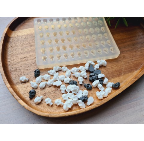 Silicone mold, Skull, style 6, small, 66 elements, ~ 0.7*1.1 cm, H:0.5 cm