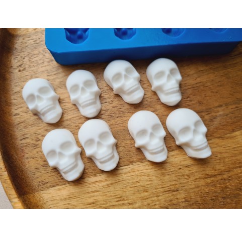 Silicone mold, Skull, style 7, 8 elements, ~ 1.5*2.6 cm, H:0.8 cm
