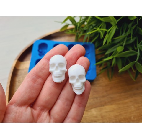 Silicone mold, Skull, style 7, 8 elements, ~ 1.5*2.6 cm, H:0.8 cm