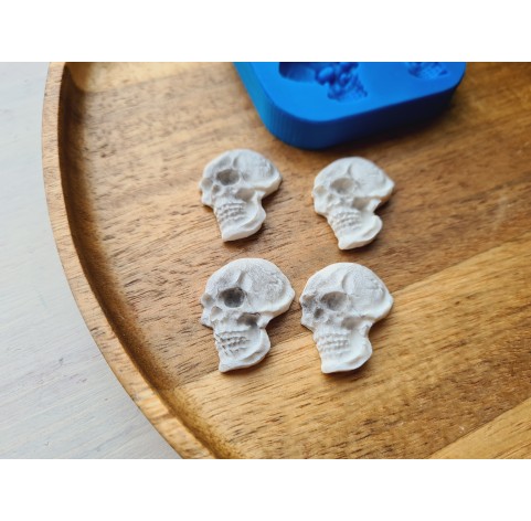 Silicone mold, Skull, style 9, 4 elements, ~ 2.1*2.4 cm, H:0.6 cm