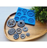 Silicone mold, Gear, 8 elements,  ~ 2*5.6 cm, H:0.3-0.5 cm