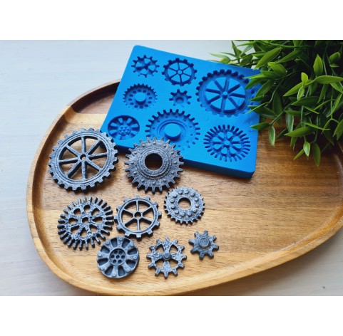Silicone mold, Gear, 8 elements,  ~ 2*5.6 cm, H:0.3-0.5 cm