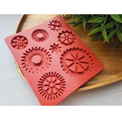 Silicone mold, Gear, 8 elements,  ~ 2*5.6 cm, H:0.3-0.5 cm