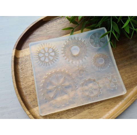 Silicone mold, Gear, 8 elements,  ~ 2*5.6 cm, H:0.3-0.5 cm