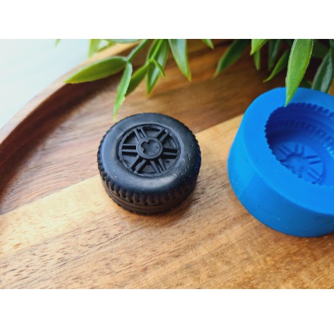 Silicone mold, Wheel, style 2, ~ Ø 3 cm, H:1.3 cm