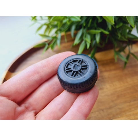 Silicone mold, Wheel, style 2, ~ Ø 3 cm, H:1.3 cm