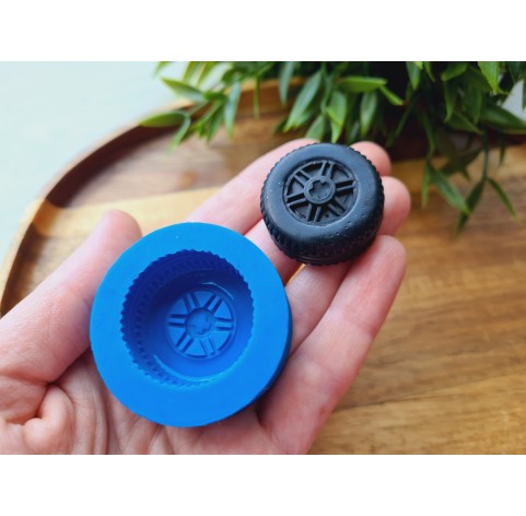 Silicone mold, Wheel, style 2, ~ Ø 3 cm, H:1.3 cm