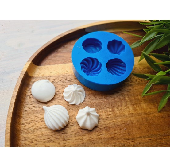 Silicone mold, Meringue, style 11, set, 4 elements, ~ Ø 2-2.1 cm, H:0.9-1.5 cm