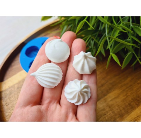 Silicone mold, Meringue, style 11, set, 4 elements, ~ Ø 2-2.1 cm, H:0.9-1.5 cm