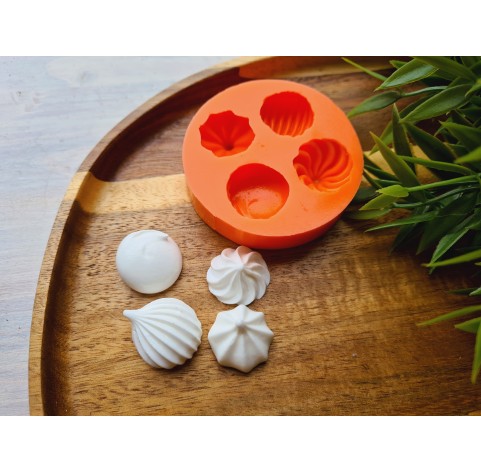 Silicone mold, Meringue, style 11, set, 4 elements, ~ Ø 2-2.1 cm, H:0.9-1.5 cm