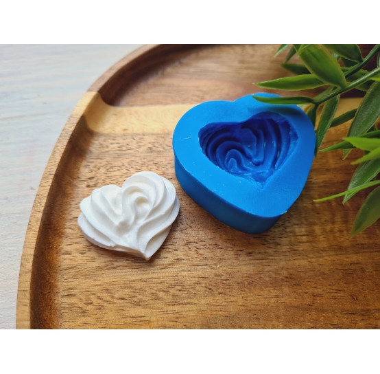 Silicone mold, Meringue, style 14, heart, ~ 2.8*3.3 cm, H:1.3 cm