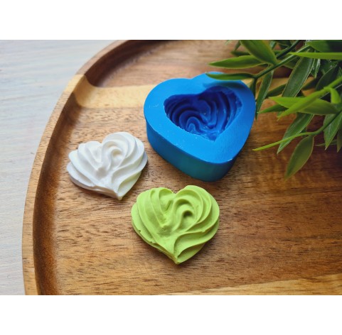 Silicone mold, Meringue, style 14, heart, ~ 2.8*3.3 cm, H:1.3 cm