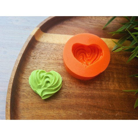 Silicone mold, Meringue, style 14, heart, ~ 2.8*3.3 cm, H:1.3 cm