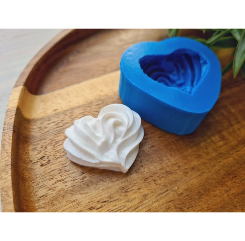 Silicone mold, Meringue, style 14, heart, ~ 2.8*3.3 cm, H:1.3 cm