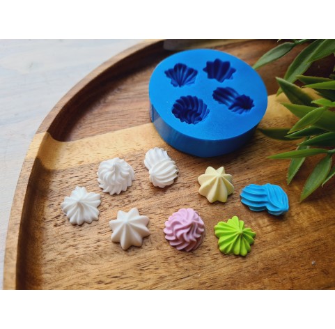 Silicone mold, Meringue, style 26, set, 4 elements, ~ 1.1-1.8 cm, H:0.6-1.1 cm