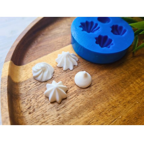 Silicone mold, Meringue, style 27, set, 4 elements, ~ Ø 1.2-1.7 cm, H:0.8-1 cm