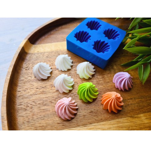 Silicone mold, Meringue, style 28, 4 elements, ~ Ø 2 cm, H:1.2 cm