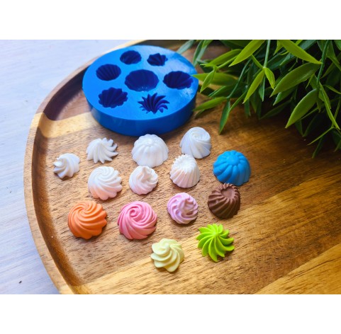 Silicone mold, Meringue, style 32, set, 7 elements, ~ Ø 1.8-2 cm, H:0.9-1.3 cm