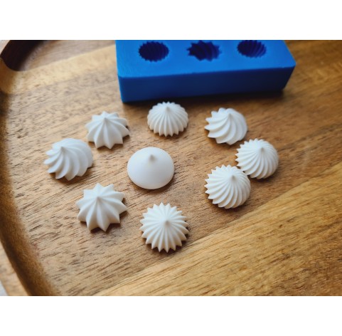 Silicone mold, Meringue, style 33, set, 9 elements, ~ Ø 1.5 cm, H:0.9 cm