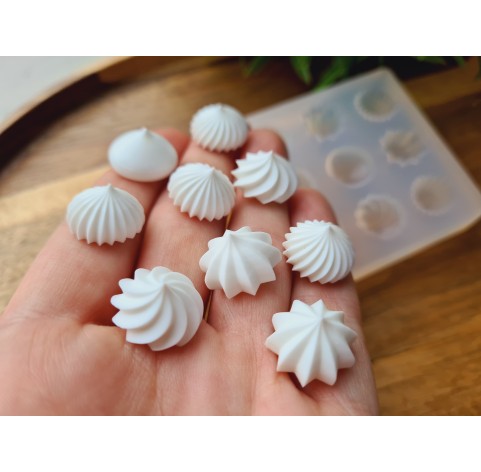 Silicone mold, Meringue, style 33, set, 9 elements, ~ Ø 1.5 cm, H:0.9 cm