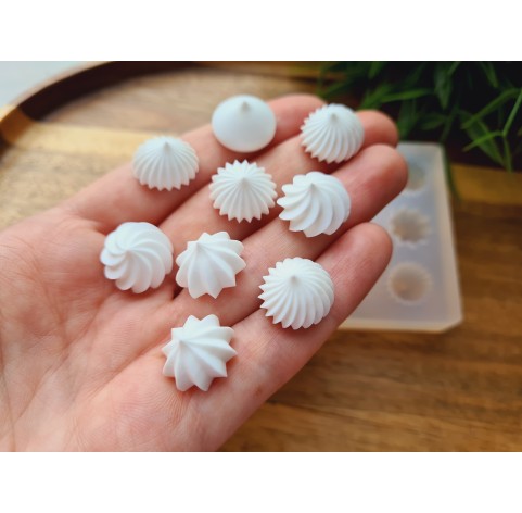 Silicone mold, Meringue, style 33, set, 9 elements, ~ Ø 1.5 cm, H:0.9 cm