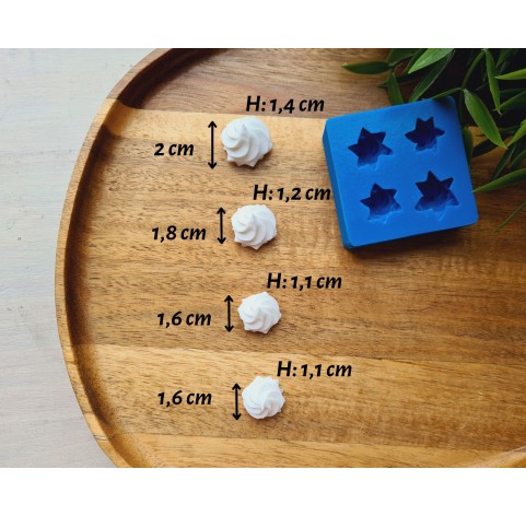Silicone mold, Meringue, style 36, ~ Ø 0.6-1.3 cm, H:0.3-0.9 cm