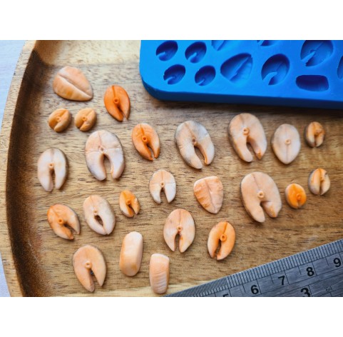 Silicone mold, Salmon slice, 1:6 miniature, 24 elements, ~ 0.7-1.8 cm, H:0.3 cm