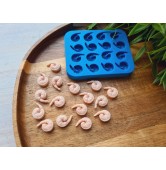 Silicone mold, Shrimp, 1:6 scale, style 1, 16 elements, ~ 1.1*1.6 cm, H:0.5 cm