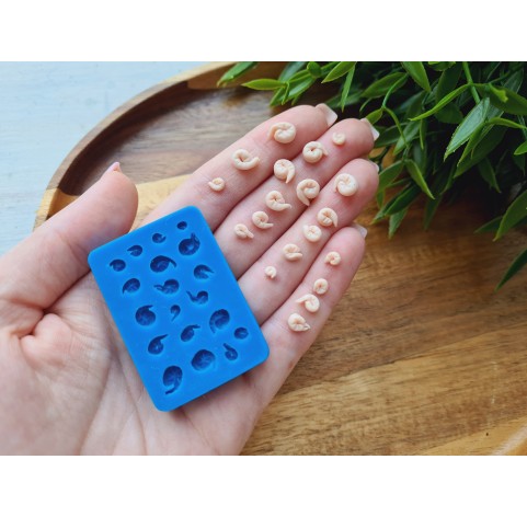 Silicone mold, Shrimp, 1:12 scale, style 2, 24 elements, ~ 0.7-1.8 cm, H:0.3 cm