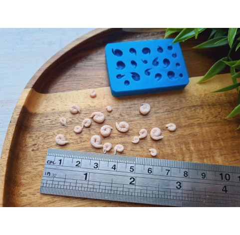 Silicone mold, Shrimp, 1:12 scale, style 2, 24 elements, ~ 0.7-1.8 cm, H:0.3 cm
