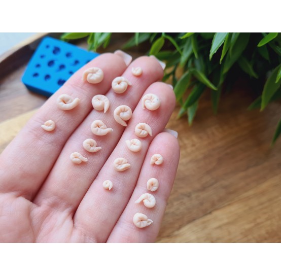 Silicone mold, Shrimp, 1:12 scale, style 2, 24 elements, ~ 0.7-1.8 cm, H:0.3 cm