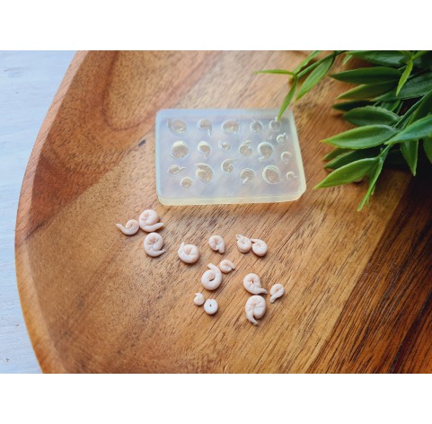 Silicone mold, Shrimp, 1:12 scale, style 2, 24 elements, ~ 0.7-1.8 cm, H:0.3 cm