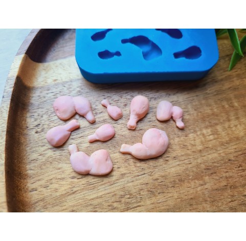Silicone mold, Chicken legs, 1:12 scale, style 1, 8 elements, ~ 0.5-1.6 cm, H:0.2-0.5 cm