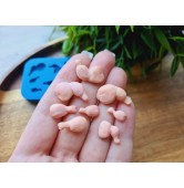 Silicone mold, Chicken legs, 1:12 scale, style 1, 8 elements, ~ 0.5-1.6 cm, H:0.2-0.5 cm